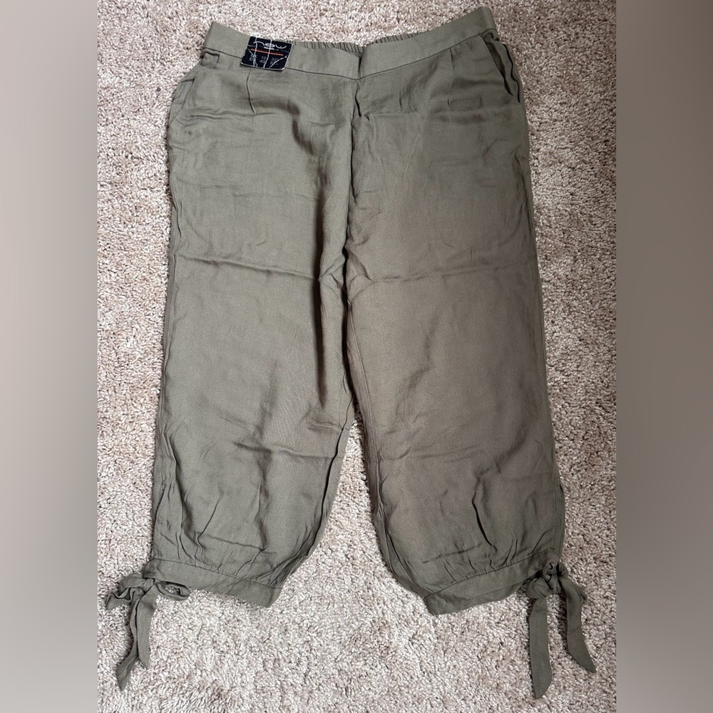 New Look Olive Green Cropped Tie-Hem Pants